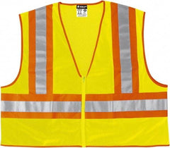 MCR Safety - Size M Flame Resistant/Retardant Lime General Purpose Vest - 24" Chest, ANSI 107-2015, Nonconductive Zipper Closure, 2 Pockets, Polyester - All Tool & Supply