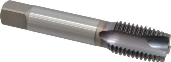 OSG - 1-8 UNC, 3 Flute, TiCN Finish, Vanadium High Speed Steel Spiral Point Tap - Plug Chamfer, Right Hand Thread, 5-1/8" OAL, 2-1/2" Thread Length, 0.8" Shank Diam, 3B Class of Fit, Series 300 - Exact Industrial Supply