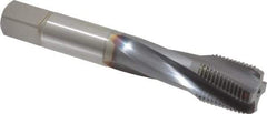 OSG - 3/4-16 UNF 4 Flute 3B Modified Bottoming Spiral Flute Tap - Powdered Metal, TiCN Finish, 4-1/4" OAL, Right Hand Flute, Right Hand Thread, H3, Series EXOTAP - All Tool & Supply