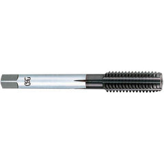 OSG - 3/4-16 UNF, 4 Flute, TiCN Finish, Powdered Metal Spiral Point Tap - Plug Chamfer, Right Hand Thread, 4-1/4" OAL, 2" Thread Length, 0.59" Shank Diam, 3B Class of Fit, Series 312 - Exact Industrial Supply