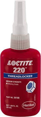 Loctite - 50 mL, Blue, Low Strength Liquid Threadlocker - Series 220, 24 hr Full Cure Time - All Tool & Supply