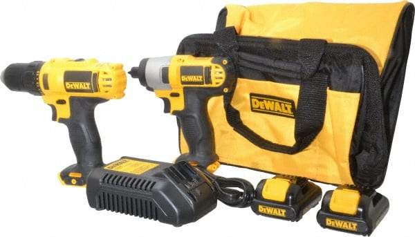 DeWALT - 12 Volt Cordless Tool Combination Kit - Includes 1/4" Impact Driver & 3/8" Drill/Driver, Lithium-Ion Battery Included - All Tool & Supply