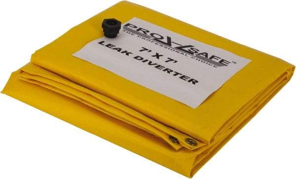 PRO-SAFE - Tarp-Shaped Heavy Duty Roof Leak Diverter - 7' Long x 7' Wide x 18 mil Thick, Yellow - All Tool & Supply