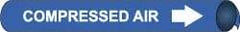 NMC - Pipe Marker with Compressed Air Legend and Arrow Graphic - 3-3/8 to 4-1/2" Pipe Outside Diam, White on Blue - All Tool & Supply