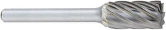 OSG - 1/2" Cut Diam, 1/4" Shank Diam, Cylinder Head Fluted Cut Burr - Carbide, Flat End, 1" LOC, 2" OAL - All Tool & Supply