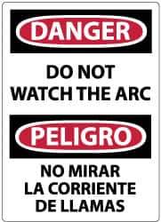 NMC - "Danger - Do Not Watch the Arc", 14" Long x 10" Wide, Pressure-Sensitive Vinyl Safety Sign - Rectangle, 0.004" Thick, Use for Accident Prevention - All Tool & Supply