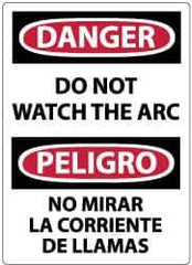 NMC - "Danger - Do Not Watch the Arc", 14" Long x 10" Wide, Rigid Plastic Safety Sign - Rectangle, 0.05" Thick, Use for Accident Prevention - All Tool & Supply