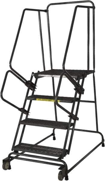 Ballymore - 50" 5 Step Ladder - Rolling Safety Ladder, 450 Lb Capacity, 50" Platform Height, 30" Base Width x 52" Base Depth, Expanded Metal Tread - All Tool & Supply