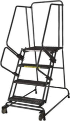 Ballymore - 50" 5 Step Ladder - Rolling Safety Ladder, 450 Lb Capacity, 50" Platform Height, 30" Base Width x 52" Base Depth, Perforated Tread - All Tool & Supply