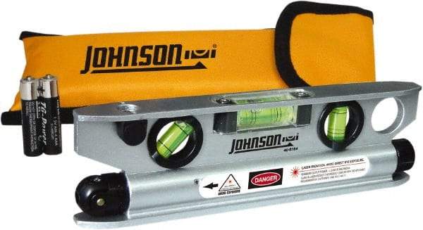 Johnson Level & Tool - 1 Beam 100' Max Range Torpedo Laser Level - Red Beam, 1/8" at 50' Accuracy, 7-1/2" Long x 2" Wide x 3/4" High, Battery Included - All Tool & Supply