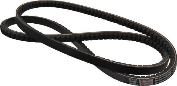 Browning - Section BX, 21/32" Wide, 64" Outside Length, Gripnotch V-Belt - Rubber Compound, Gripnotch, No. BX61 - All Tool & Supply