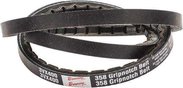 Browning - Section 3VX, 3/8" Wide, 40" Outside Length, Gripnotch V-Belt - Rubber Compound, 358 Gripnotch, No. 3VX400 - All Tool & Supply