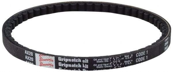 Browning - Section AX, 1/2" Wide, 56" Outside Length, Gripnotch V-Belt - Rubber Compound, Gripnotch, No. AX54 - All Tool & Supply