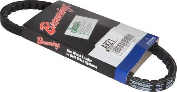 Browning - Section AX, 1/2" Wide, 23" Outside Length, Gripnotch V-Belt - Rubber Compound, Gripnotch, No. AX21 - All Tool & Supply