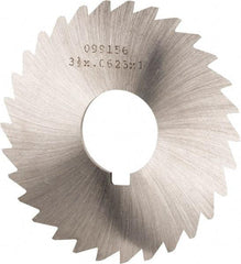 Made in USA - 3-1/2" Diam x 1/16" Blade Thickness x 1" Arbor Hole Diam, 34 Tooth Slitting and Slotting Saw - Arbor Connection, Right Hand, Uncoated, High Speed Steel, Concave Ground, Contains Keyway - All Tool & Supply