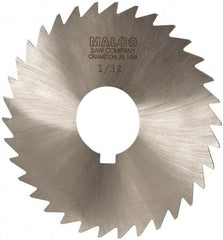 Made in USA - 3-1/2" Diam x 1/32" Blade Thickness x 1" Arbor Hole Diam, 34 Tooth Slitting and Slotting Saw - Arbor Connection, Right Hand, Uncoated, High Speed Steel, Concave Ground, Contains Keyway - All Tool & Supply