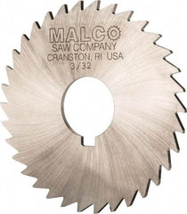 Made in USA - 3-1/2" Diam x 3/32" Blade Thickness x 1" Arbor Hole Diam, 34 Tooth Slitting and Slotting Saw - Arbor Connection, Right Hand, Uncoated, High Speed Steel, Concave Ground, Contains Keyway - All Tool & Supply