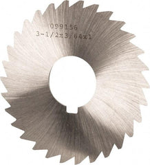 Made in USA - 3-1/2" Diam x 3/64" Blade Thickness x 1" Arbor Hole Diam, 34 Tooth Slitting and Slotting Saw - Arbor Connection, Right Hand, Uncoated, High Speed Steel, Concave Ground, Contains Keyway - All Tool & Supply