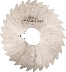 Made in USA - 4-1/2" Diam x 1/16" Blade Thickness x 1" Arbor Hole Diam, 40 Tooth Slitting and Slotting Saw - Arbor Connection, Right Hand, Uncoated, High Speed Steel, Concave Ground, Contains Keyway - All Tool & Supply