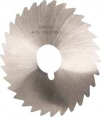 Made in USA - 4-1/2" Diam x 1/32" Blade Thickness x 1" Arbor Hole Diam, 36 Tooth Slitting and Slotting Saw - Arbor Connection, Right Hand, Uncoated, High Speed Steel, Concave Ground, Contains Keyway - All Tool & Supply