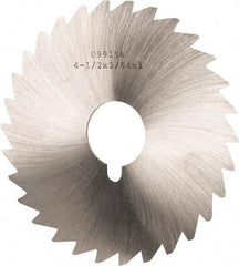 Made in USA - 4-1/2" Diam x 3/64" Blade Thickness x 1" Arbor Hole Diam, 36 Tooth Slitting and Slotting Saw - Arbor Connection, Right Hand, Uncoated, High Speed Steel, Concave Ground, Contains Keyway - All Tool & Supply