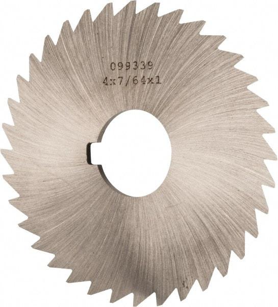 Made in USA - 4" Diam x 7/64" Blade Thickness x 1" Arbor Hole Diam, 36 Tooth Slitting and Slotting Saw - Arbor Connection, Right Hand, Uncoated, High Speed Steel, Concave Ground, Contains Keyway - All Tool & Supply