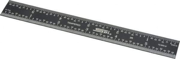 SPI - 6" Long, 1/64, 1/50, 1/32, 1/10" Graduation, Rigid Steel Rule - 3R Graduation Style, 3/4" Wide, Black, Black Chrome Finish - All Tool & Supply