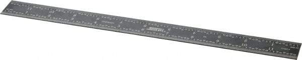 SPI - 12" Long, 1/100, 1/64, 1/32, 1/10" Graduation, Rigid Steel Rule - 5R Graduation Style, 1" Wide, Black, Black Chrome Finish - All Tool & Supply