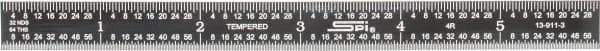 SPI - 6" Long, 1/64, 1/32, 1/16, 1/8" Graduation, Flexible Steel Rule - 4R Graduation Style, 1/2" Wide, Black, Black Chrome Finish - All Tool & Supply