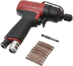 Chicago Pneumatic - 1/4" Bit Holder, 5,600 RPM, Pistol Grip Handle Air Screwdriver - 4.4 to 30 Ft/Lb Torque, 1/4 NPT Inlet, 6.8 CFM - All Tool & Supply