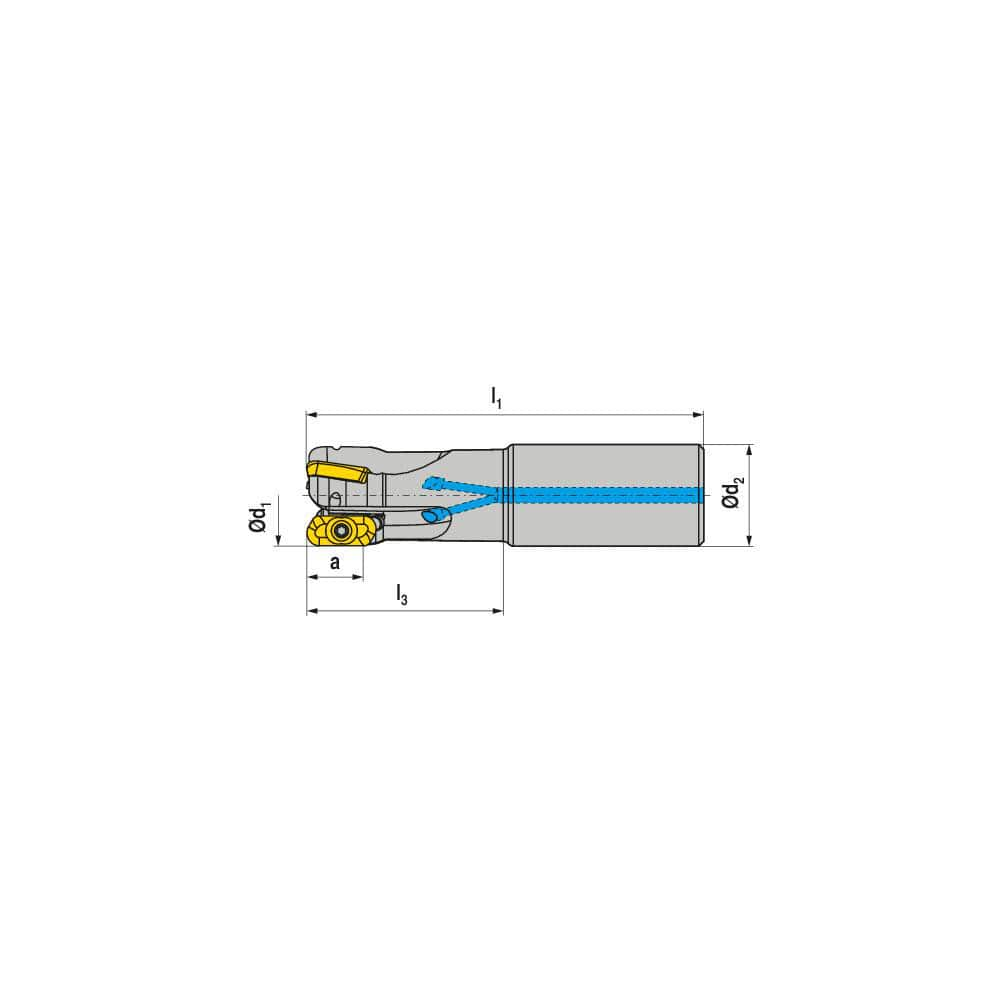 Indexable Square-Shoulder End Mill:  CHSC.100.R.0219A200EF,  1.0000'' Cut Dia,  0.7090'' Max Depth of Cut,  1.0000'' Shank Dia,  Cylindrical Shank Uses  2,  Normal Pressure,