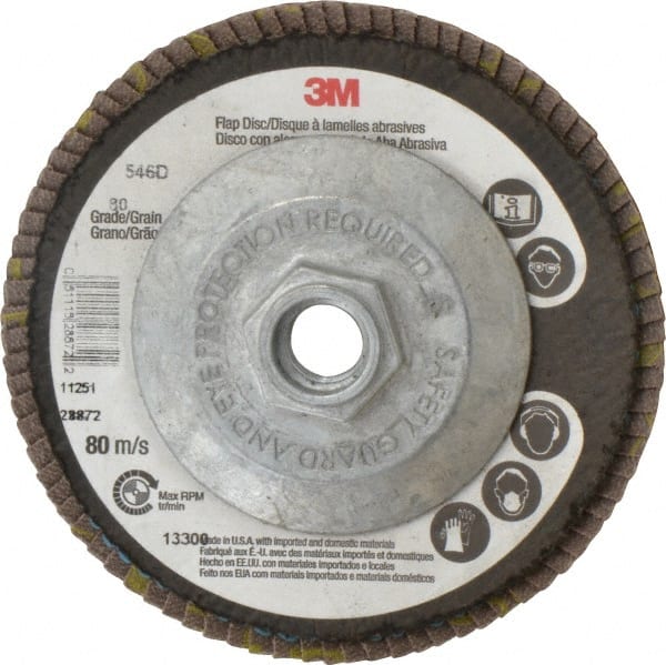 3M - 4-1/2" 80 Grit 5/8-11 Center Hole Type 29 Zirconia Alumina Flap Disc - All Tool & Supply