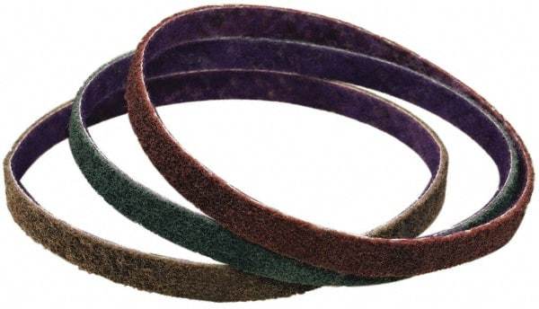 3M - 1/4" Wide x 24" OAL, Aluminum Oxide Abrasive Belt - Aluminum Oxide, Fine, Nonwoven - All Tool & Supply