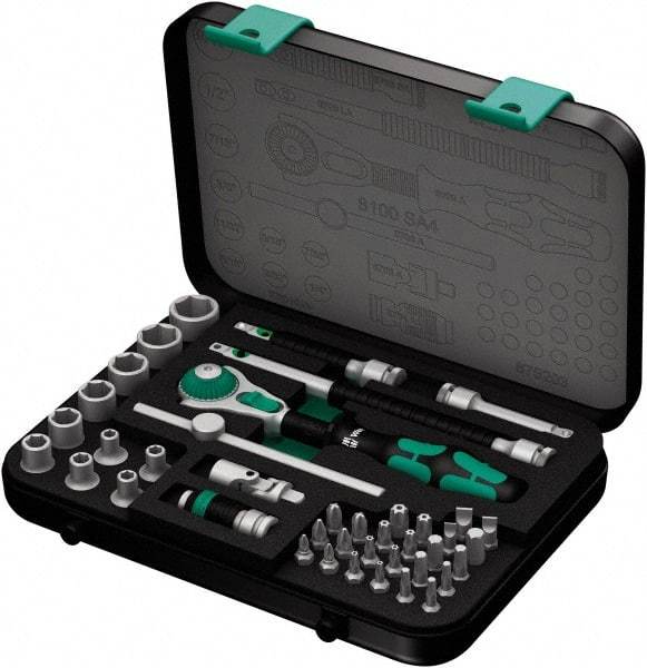 Wera - 41 Piece 1/4" Drive Socket & Bit Set - Comes in Molded Steel Case with High Density Foam Insert - All Tool & Supply