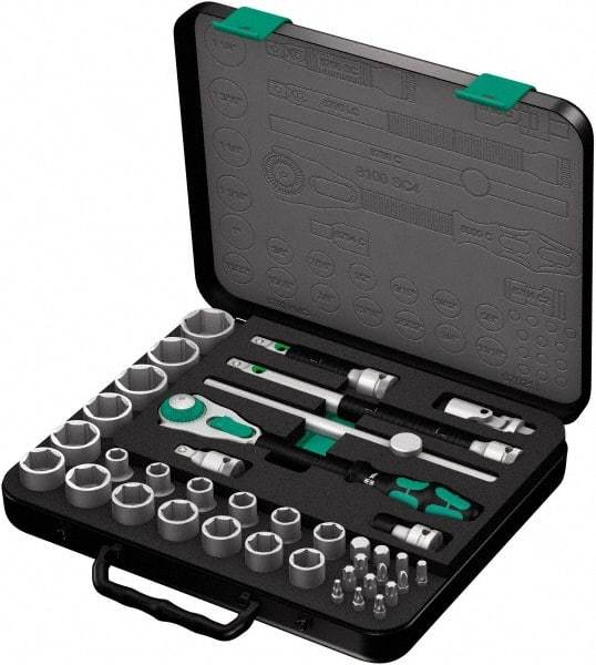 Wera - 37 Piece 1/2" Drive Socket & Bit Set - Comes in Molded Steel Case with High Density Foam Insert - All Tool & Supply