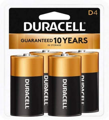 Duracell - Size D, Alkaline, 4 Pack, Standard Battery - 1.5 Volts, Button Tab Terminal - All Tool & Supply