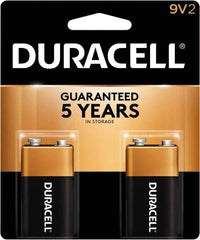 Duracell - Size 9V, Alkaline, 2 Pack, Standard Battery - 9 Volts, Snap Terminal - All Tool & Supply