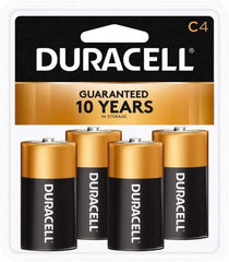 Duracell - Size C, Alkaline, 4 Pack, Standard Battery - 1.5 Volts, Button Tab Terminal - All Tool & Supply