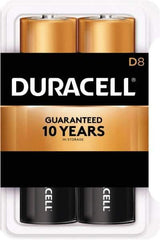 Duracell - Size D, Alkaline, 8 Pack, Standard Battery - 1.5 Volts, Button Tab Terminal - All Tool & Supply