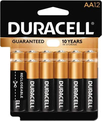 Duracell - Size AA, Alkaline, 12 Pack, Standard Battery - 1.5 Volts, Button Tab Terminal - All Tool & Supply