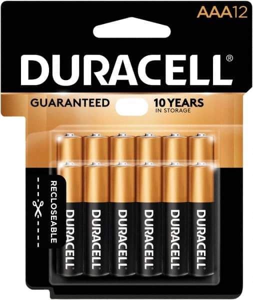 Duracell - Size AAA, Alkaline, 12 Pack, Standard Battery - 1.5 Volts, Button Tab Terminal - All Tool & Supply