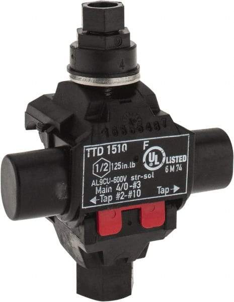 Ideal - 10 to 2 (Tap), 3 to 4/0 (Run) AWG Compatible, Tap Connector - 2.2" OAL x 1.8" OAW x 3.1" OAH - All Tool & Supply