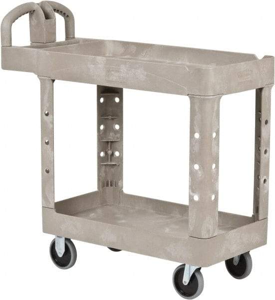 Rubbermaid - 500 Lb Capacity, 17" Wide x 38-3/8" Long x 32-3/4" High Standard Utility Cart - 2 Shelf, Plastic - All Tool & Supply