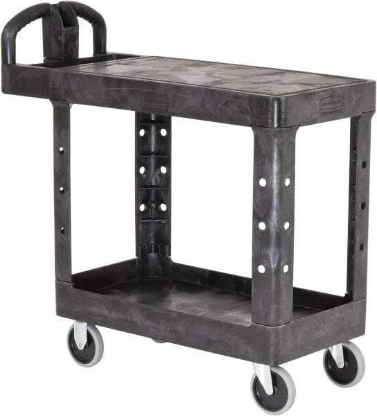 Rubbermaid - 500 Lb Capacity, 17" Wide x 38-3/8" Long x 32-1/4" High Standard Utility Cart - 2 Shelf, Plastic - All Tool & Supply