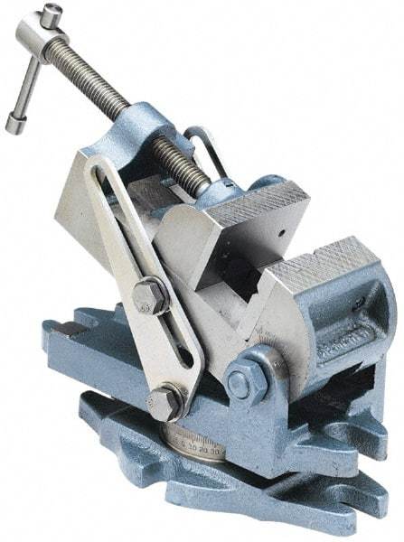 Palmgren - 2-7/8" Jaw Width, 2-1/2" Jaw Opening Capacity, Angle Stationary Machine Vise - Manual Operation, 1 Station, 9" Long x 3-7/8" High x 1-1/2" Deep, 30,000 psi Max Clamp Force, Cast Iron - All Tool & Supply