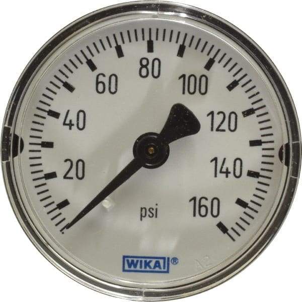 Wika - 2" Dial, 1/4 Thread, 0-160 Scale Range, Pressure Gauge - Center Back Connection Mount, Accurate to 3-2-3% of Scale - All Tool & Supply