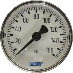 Wika - 2" Dial, 1/4 Thread, 0-160 Scale Range, Pressure Gauge - Center Back Connection Mount, Accurate to 3-2-3% of Scale - All Tool & Supply