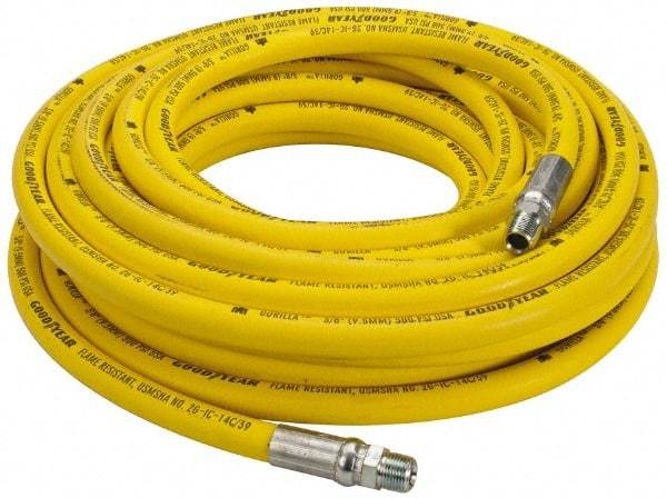 Continental ContiTech - 1/4" ID x 0.61" OD 50' Long Oil Resistant Air Hose - MNPT x MNPT Ends, 500 Working psi, -20 to 190°F, 1/4" Fitting, Yellow - All Tool & Supply