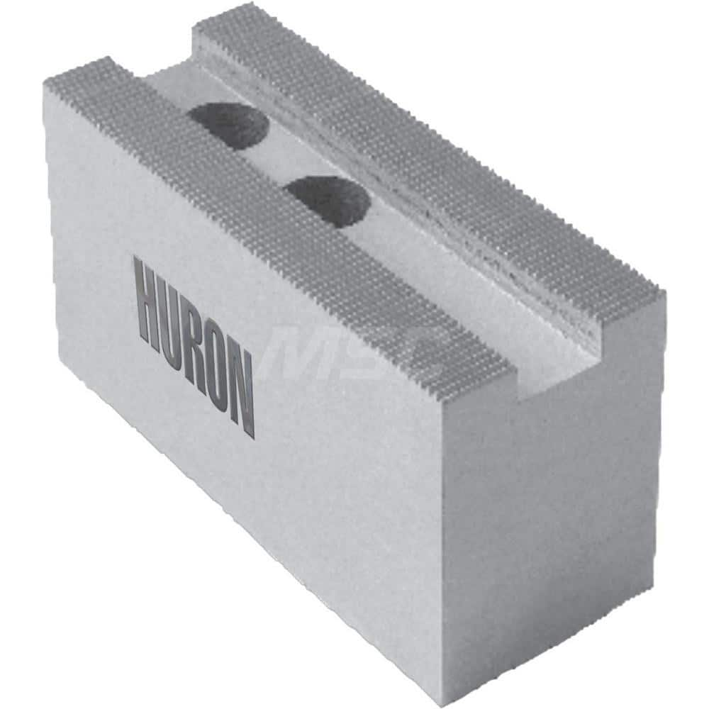 Huron Machine Products - Soft Lathe Chuck Jaws; Jaw Type: Square ; Material: 6160 Aluminum ; Jaw Interface Type: 1.5mm x 60? Serrated ; Maximum Compatible Chuck Diameter (Inch): 10 ; Minimum Compatible Chuck Diameter (Inch): 1 ; Overall Height (Inch): 3 - Exact Industrial Supply