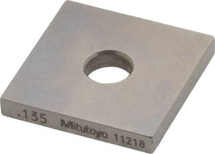 Mitutoyo - 0.135" Square Steel Gage Block - Accuracy Grade 0, Includes Certificate of Inspection - All Tool & Supply